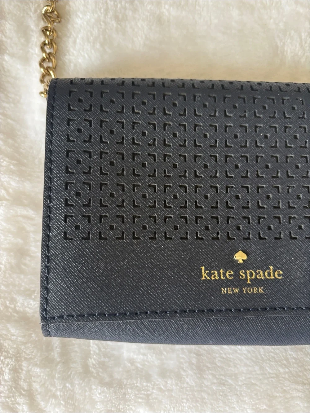 Kate Spade Navy Crossbody Bag with Gold Chain